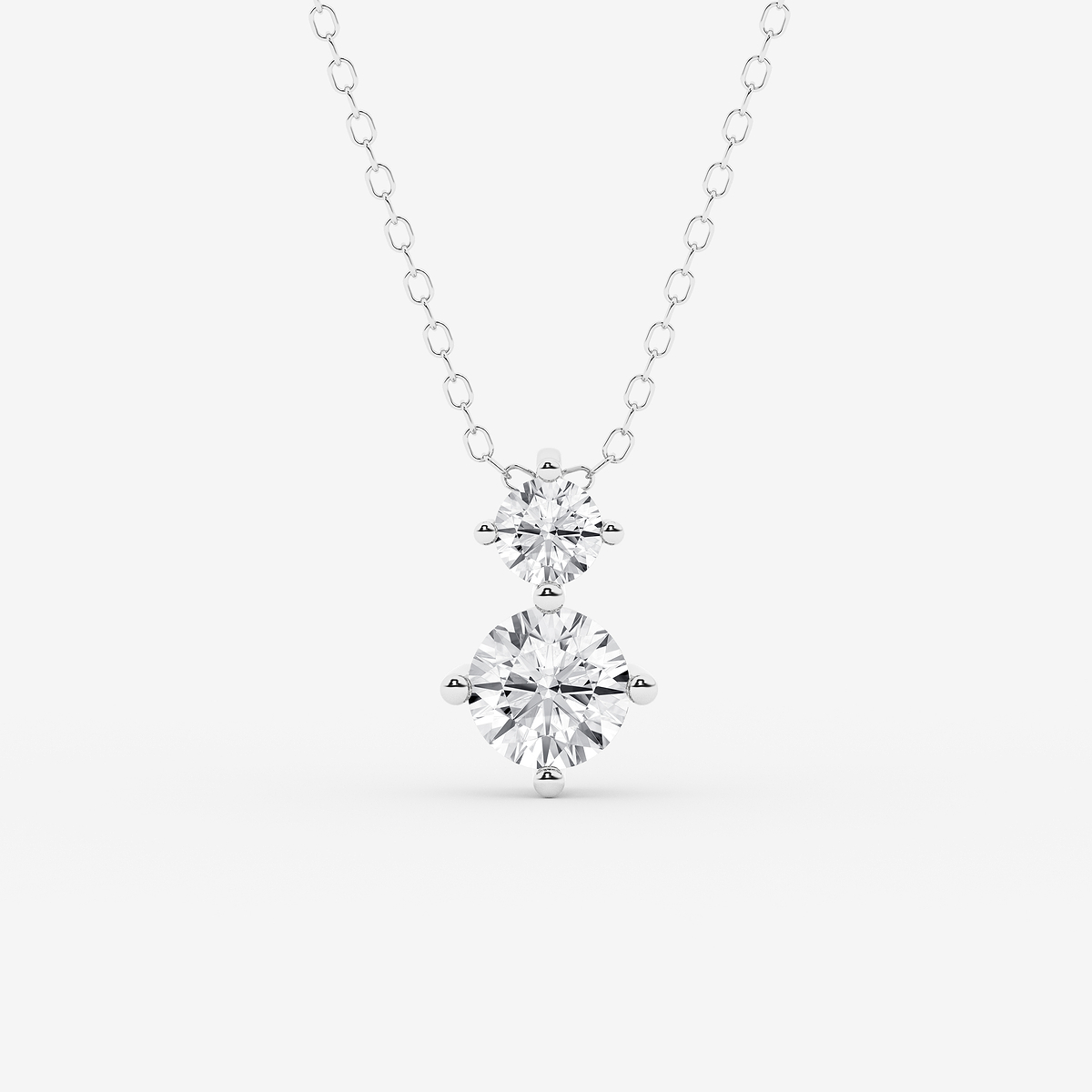 1 ctw Round Lab Grown Diamond Two Stone Pendant with Adjustable Chain